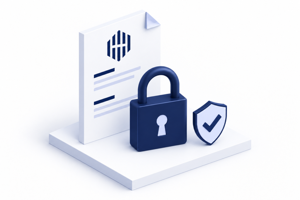 Document protégé par un cadenas et un bouclier